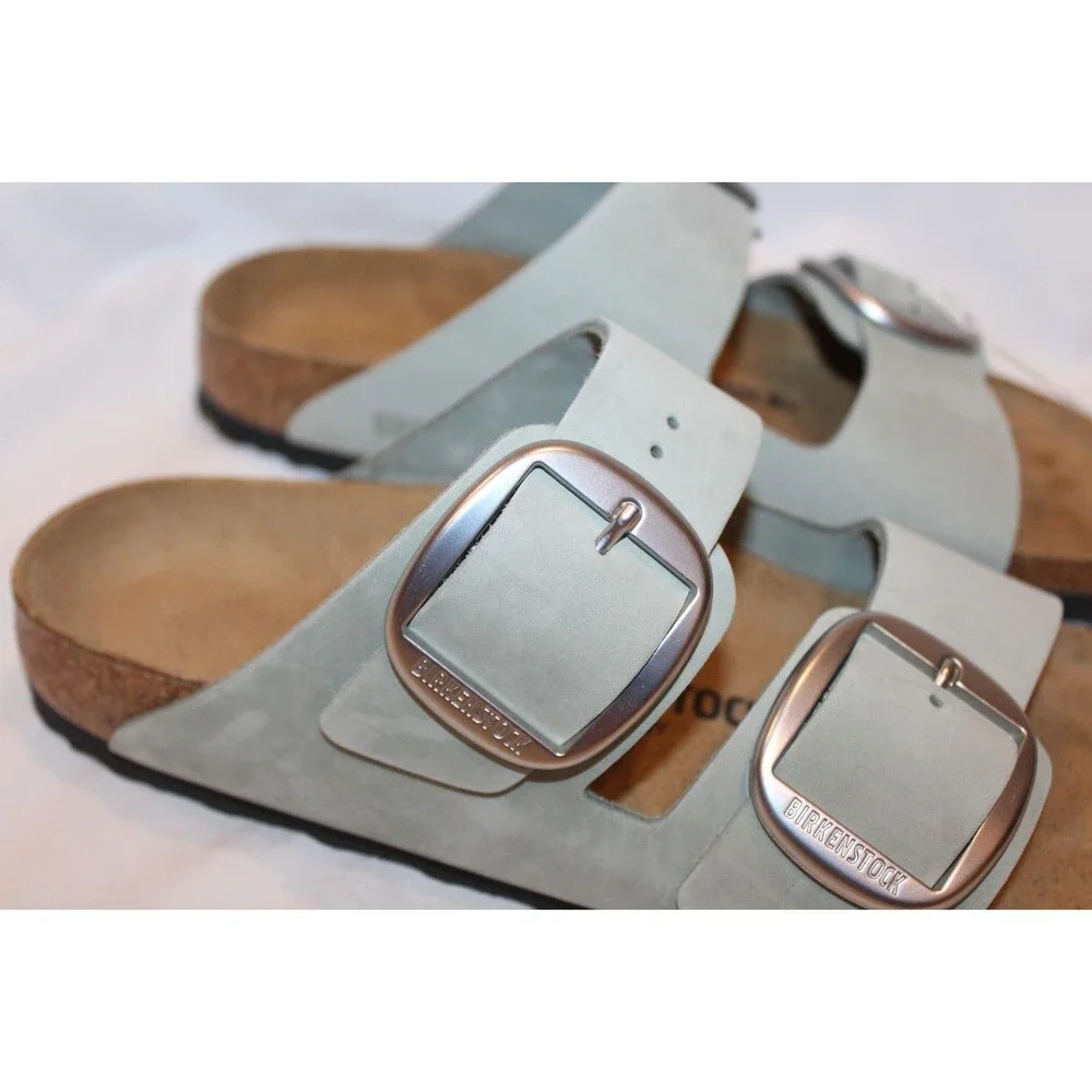 Birkenstock Arizona Big Buckle Leather Narrow Fit Sandals EU 41 Pure Sage